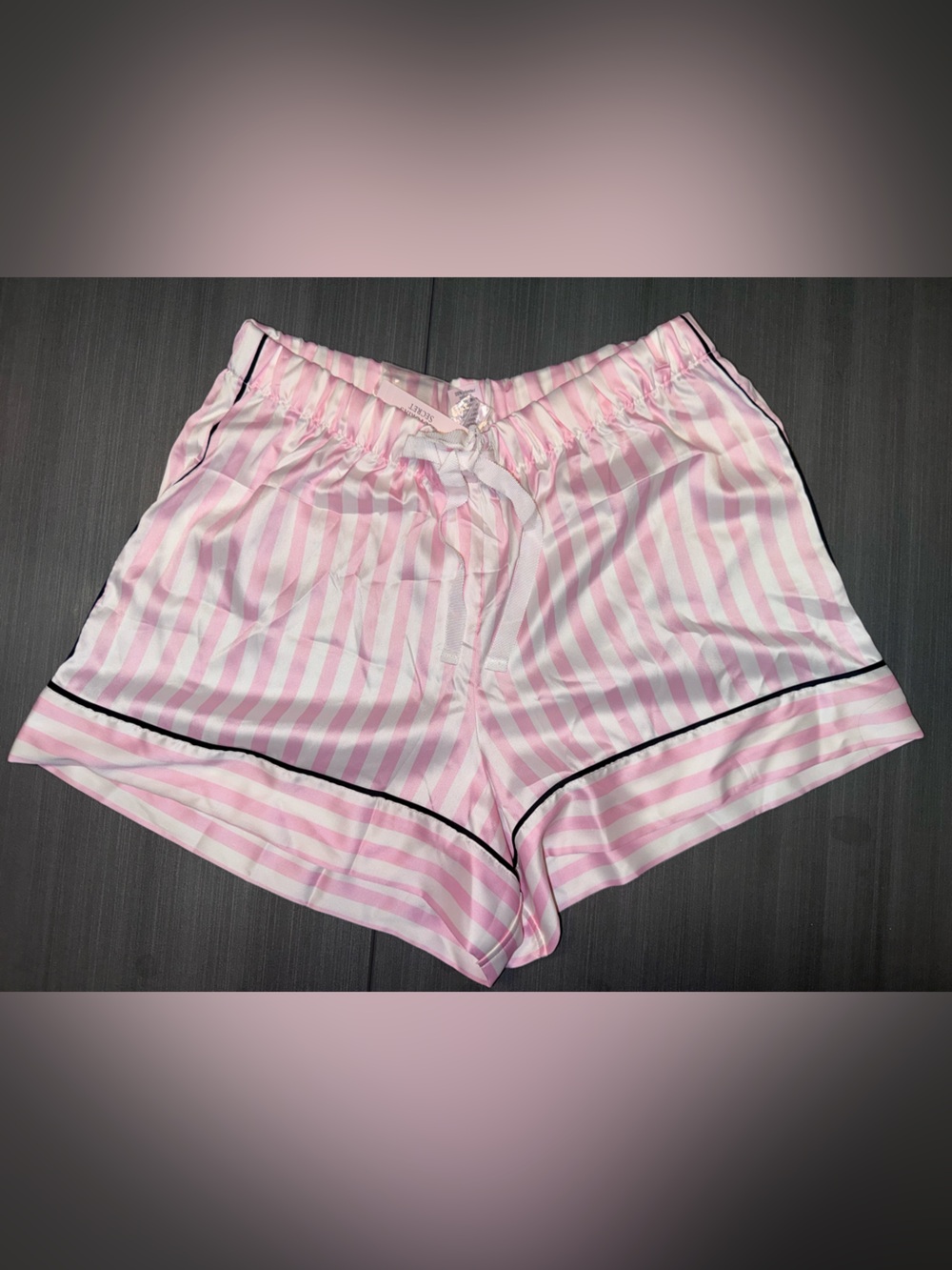 New Victorias Secret Pink Stripe Satin Pajama Shorts